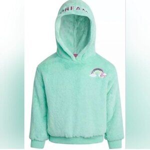 Betsey Johnson Girl’s  Size M Teal Sherpa Hooded Pullover Jacket Sweatshirt